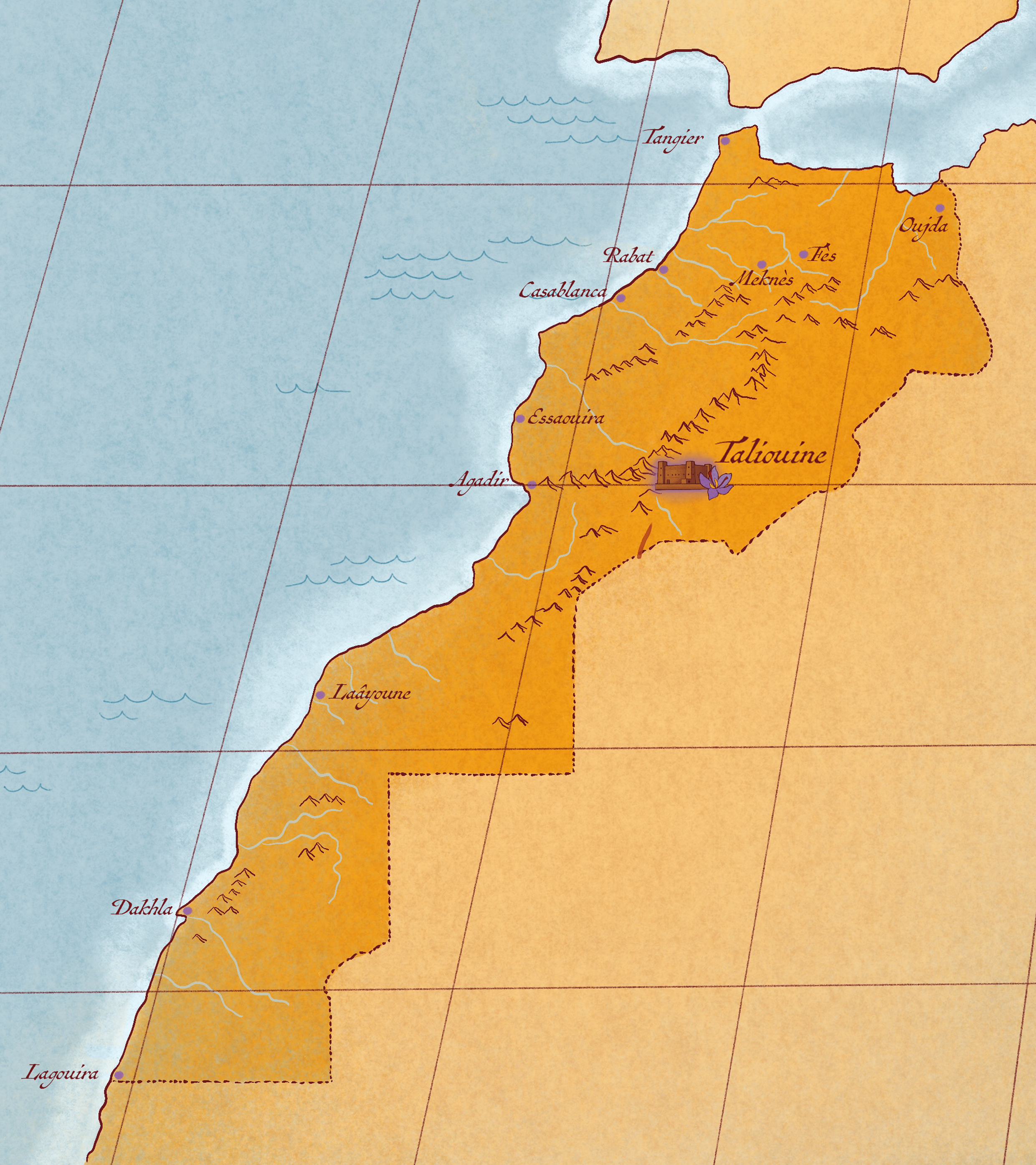 Origin Of Happiness : Stigmates de safran pur de Taliouine, récoltés à la main dans la vallée du Souss Massa, cœur du Maroc. Certifié BIO et AOP.